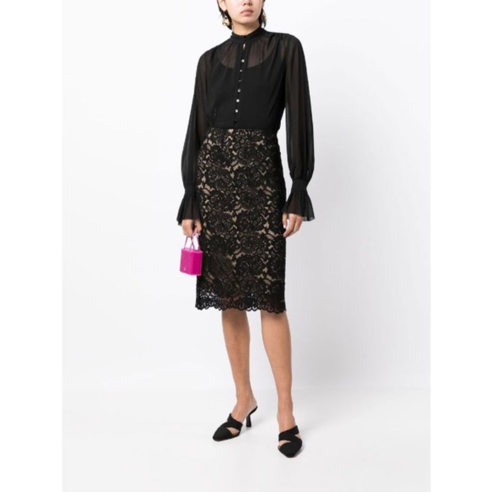 L'Agence Balloon Long Sleeved Sheer Blouse Women's Black Size: XS NWOT - Picture 7 of 7
